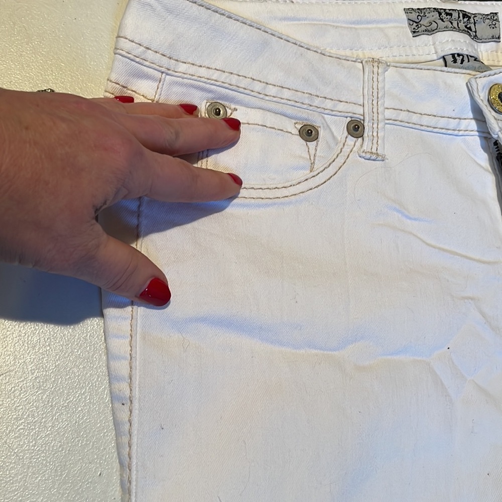 17/21 Exclusive Denim size 12 jeans high rise Ivory Cropped stretch - Picture 12 of 14